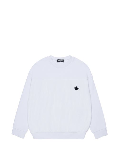 Felpa bambina Dsquared2 bianca girocollo con logo ricamato Dsquared Kids | DQ3451D0AJ2DQ100